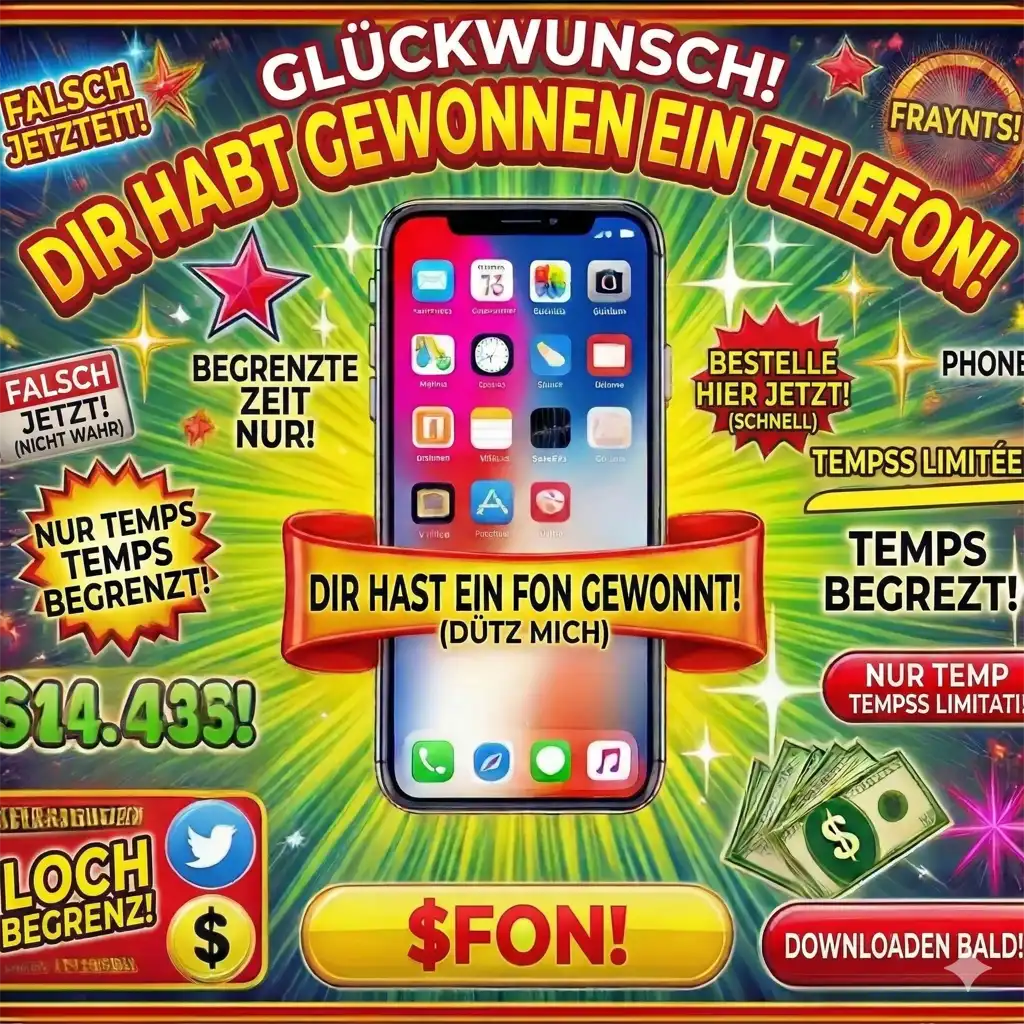 Glückwunsch! Sie haben ein Telefon gewunnen! Jetzt beanspruchen!