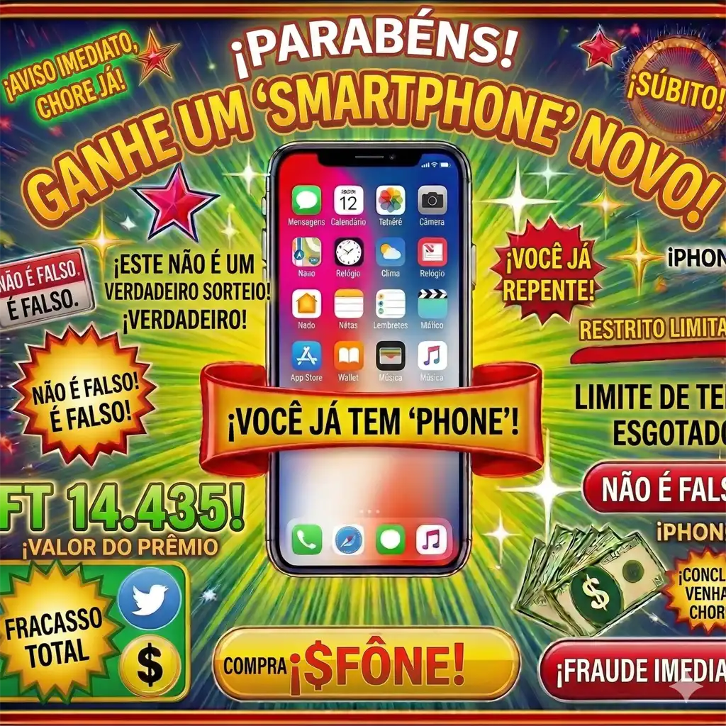 Parabéns! Ganhou um telemóvel! Flaim agora!