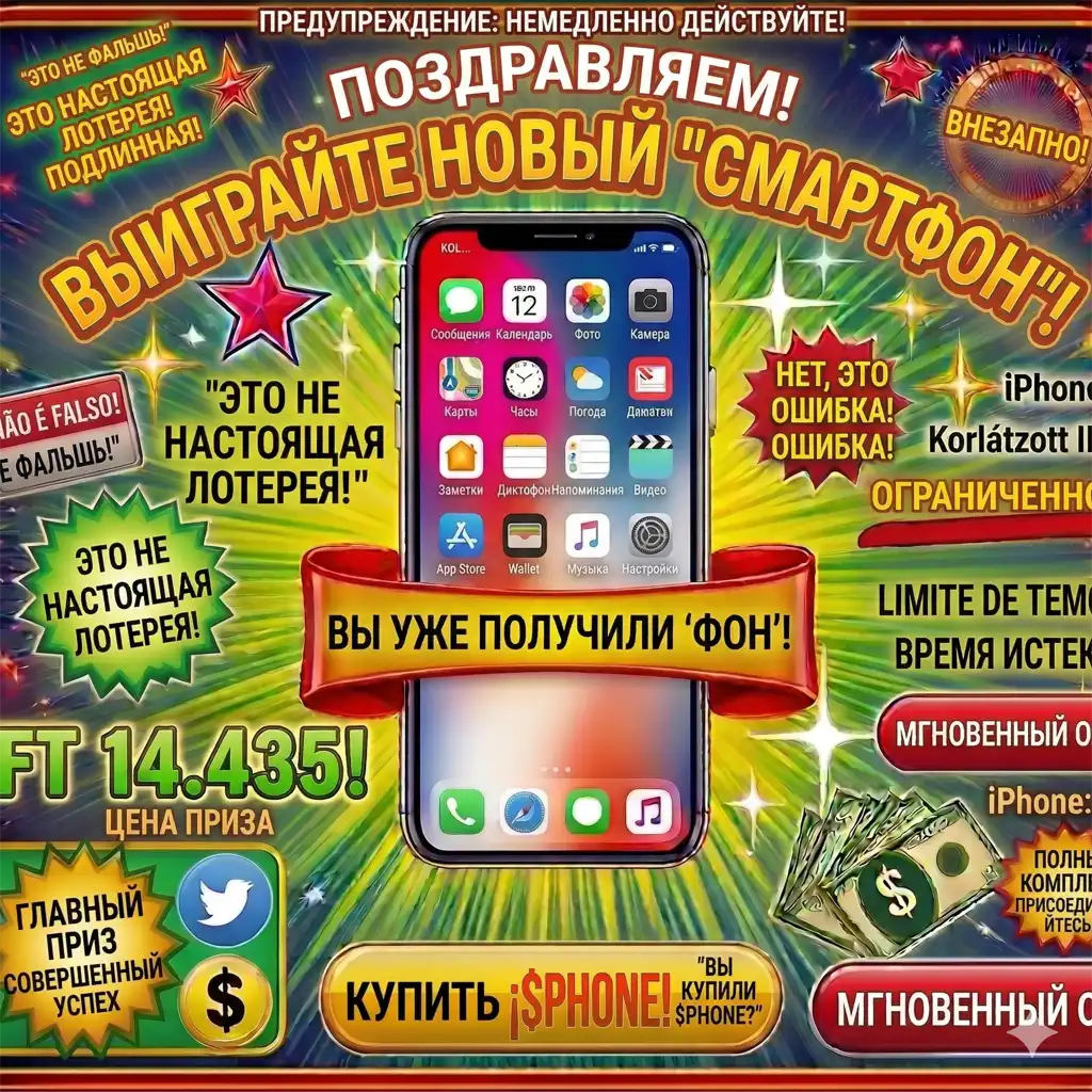 Поздравляем! Вы выиграл телефон! Забирай сейчас!